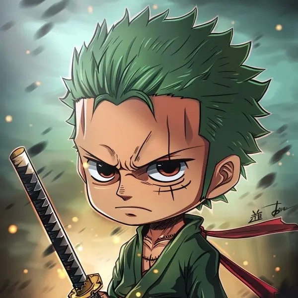Hình ảnh Zoro chibi nét vẽ ngộ nghĩnh đáng yêu 