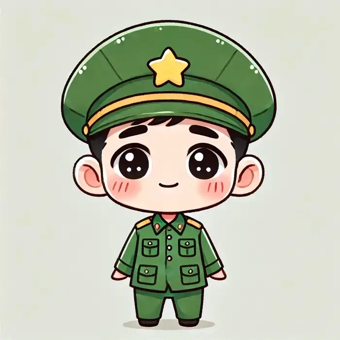 Hình ảnh bộ đội chibi dễ thương nét vẽ kawaii 