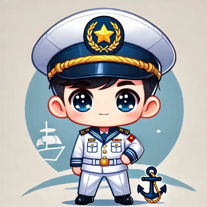 Chibi bộ đội hải quân dễ thương phong cách kawaii 