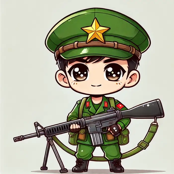 Chibi bộ đội Việt Nam nét vẽ ngộ nghĩnh kawaii 