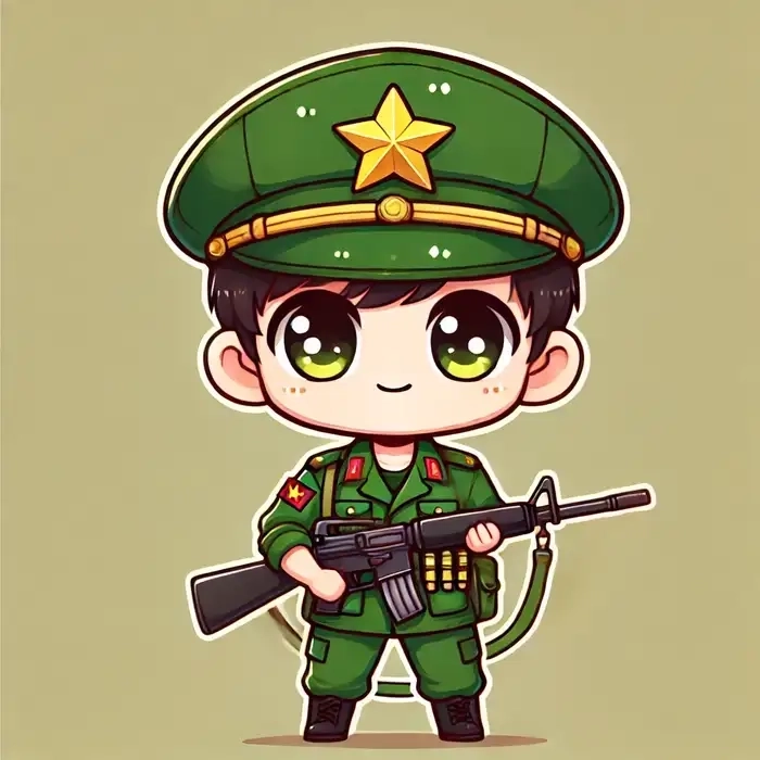 Bộ đội chibi nét vẽ ngộ nghĩnh phong cách kawaii 