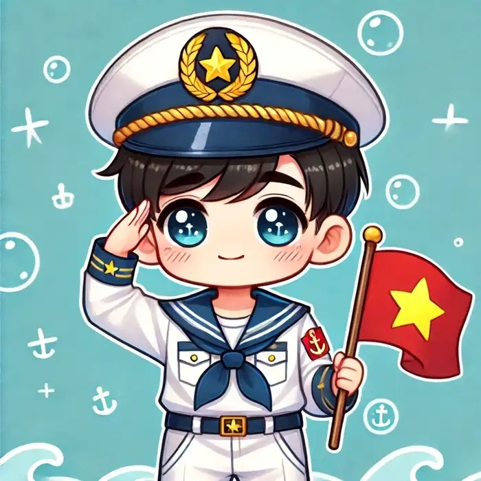 Bộ đội chibi cầm súng dễ thương nét vẽ kawaii 