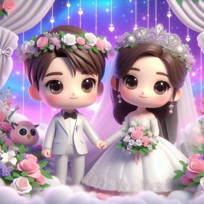 Vẽ cô dâu chú rể chibi hướng dẫn chi tiết đáng yêu 