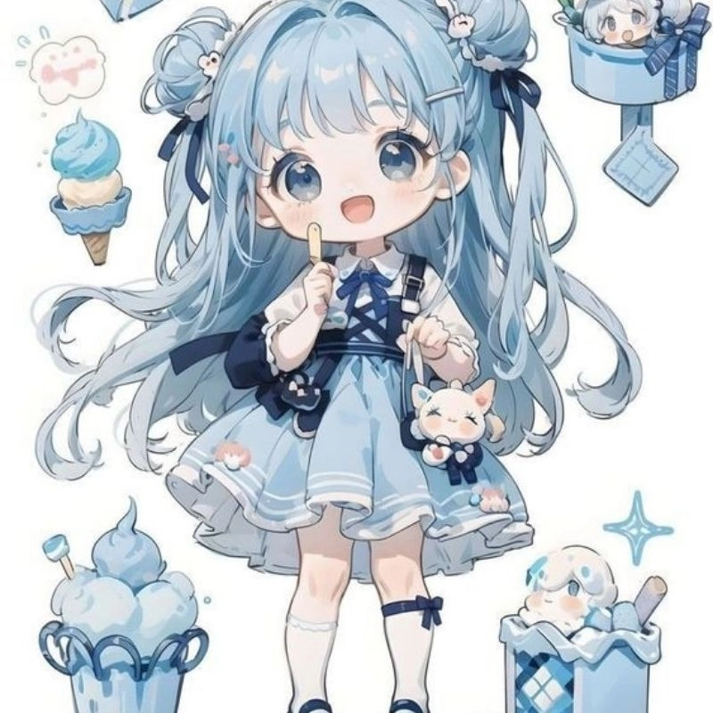 Hình con gái chibi thần thái ngộ nghĩnh kawaii 
