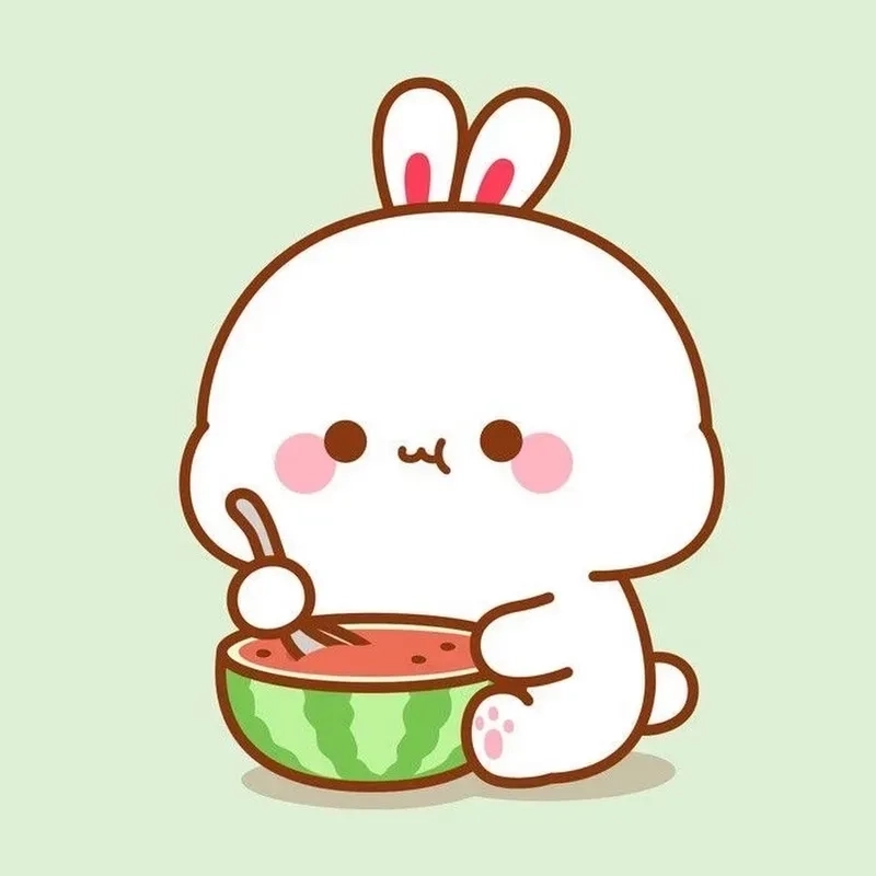 Sticker chibi vẽ con thỏ cute phong cách kawaii 