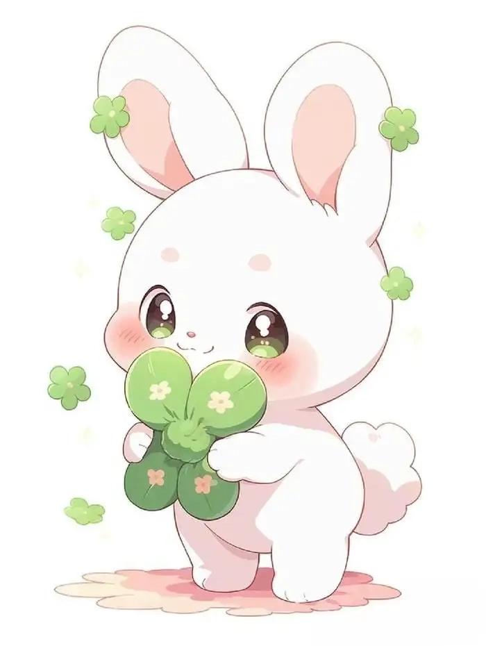 Thỏ cute hình chibi khóc phong cách kawaii cảm xúc 