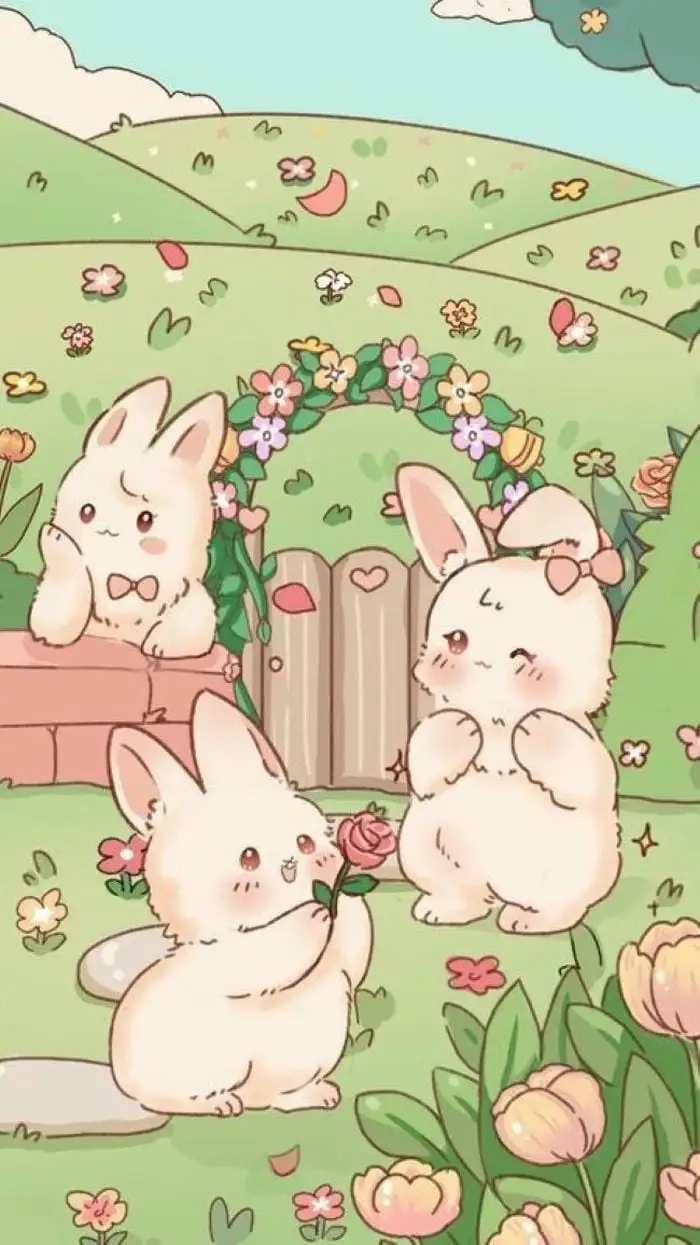 Thỏ con cute nét vẽ ngộ nghĩnh phong cách kawaii 