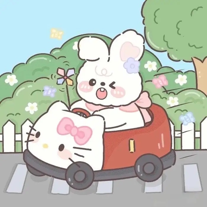 Thỏ chibi nét vẽ dễ thương phong cách kawaii 