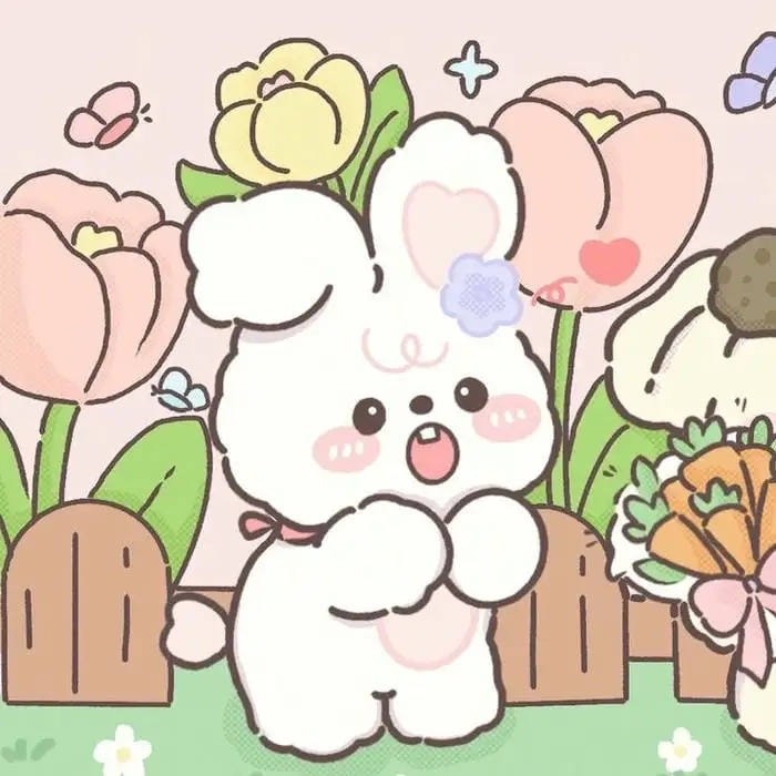 Hình thỏ hoạt hình cute nét vẽ ngộ nghĩnh kawaii 