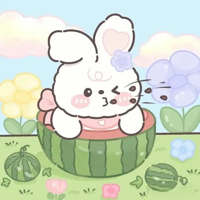 Hình con thỏ cute chibi nét vẽ dễ thương kawaii 