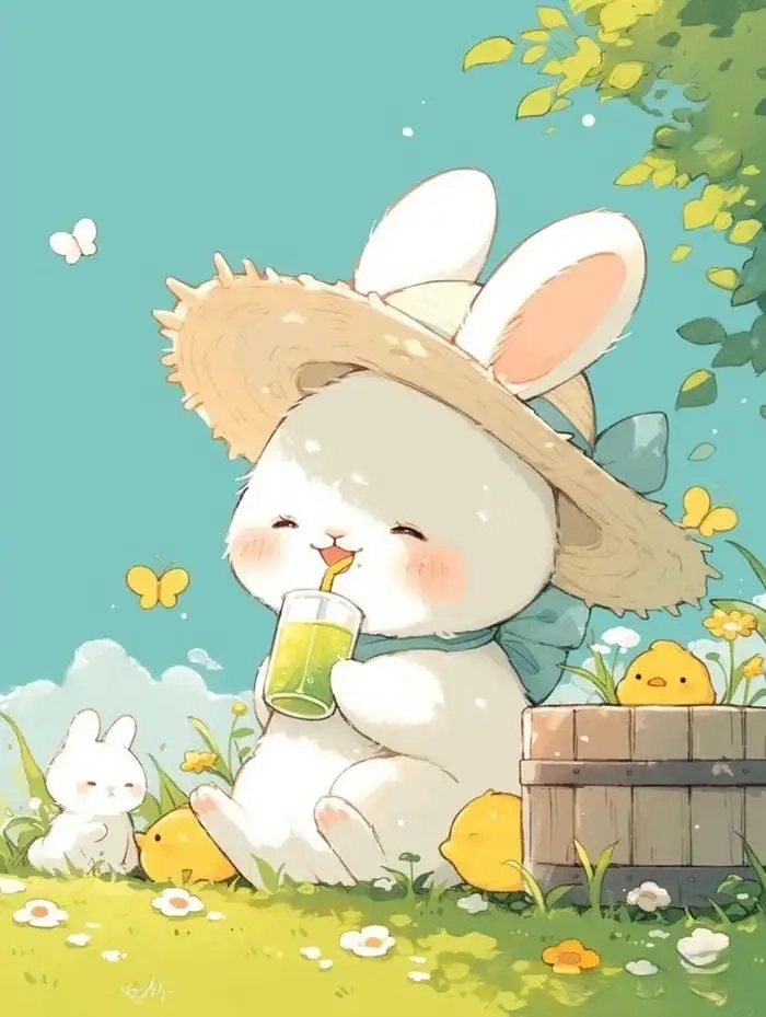 Hình chú thỏ cute nét vẽ ngộ nghĩnh kawaii 