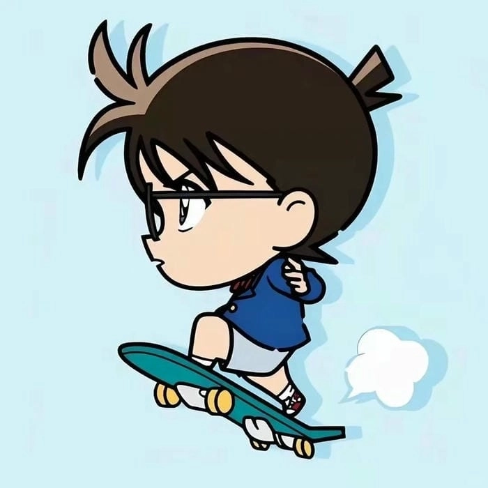 Shinichi Kudo Conan chibi nét vẽ ngộ nghĩnh đáng yêu 