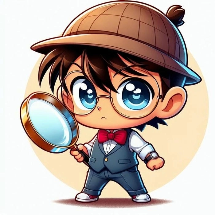 Conan chibi nét vẽ dễ thương phong cách thám tử 