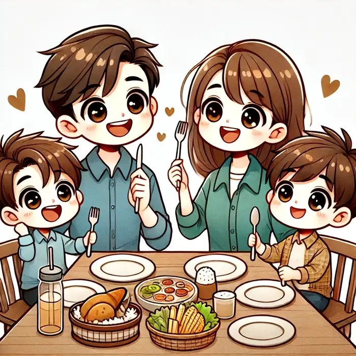 Tranh gia đình chibi phong cách dễ thương ngộ nghĩnh 