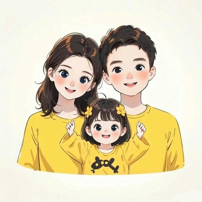 Hình chibi gia đình phong cách dễ thương ngộ nghĩnh 