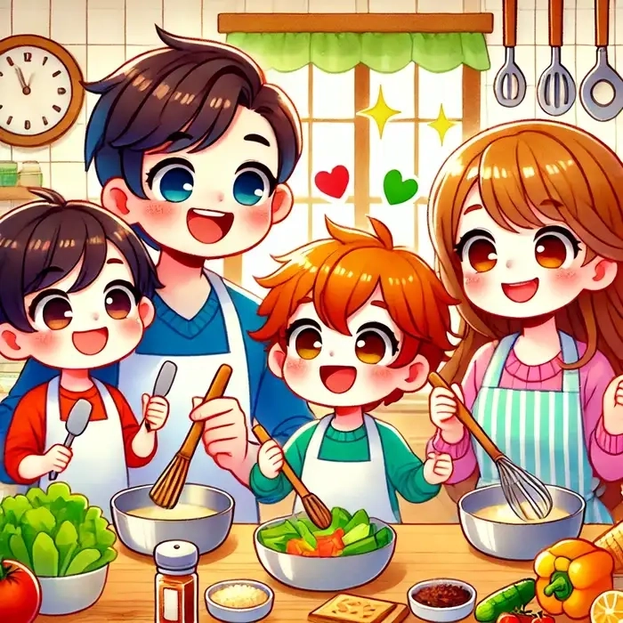 Vẽ tranh gia đình chibi nét vẽ ngộ nghĩnh dễ thương 