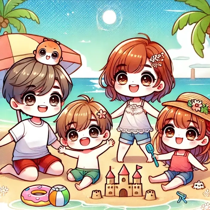 Hình gia đình chibi thần thái vui nhộn dễ thương 
