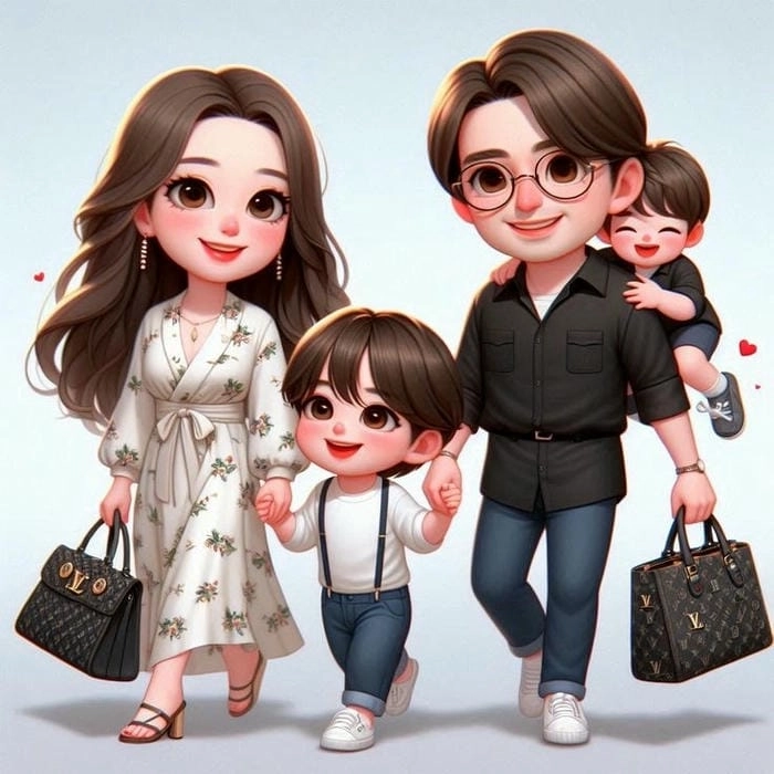 Avatar gia đình chibi phong cách dễ thương ngộ nghĩnh 