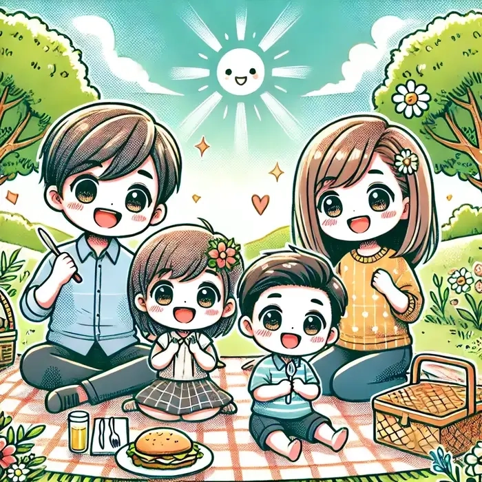 Hình vẽ gia đình chibi phong cách ngộ nghĩnh đáng yêu 