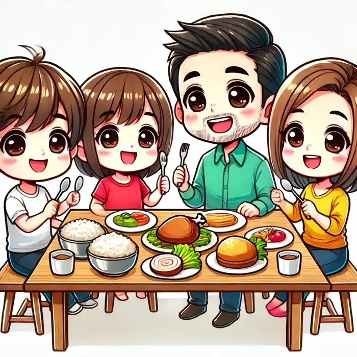 Hình ảnh chibi về gia đình nét vẽ ấm áp dễ thương 