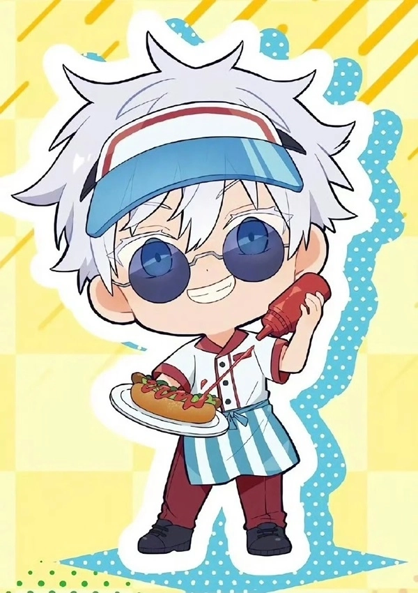 Hình vẽ Gojo chibi đơn giản mắt xanh bịt mắt dễ thương 