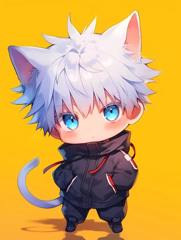 Vẽ Gojo chibi đơn giản cho người mới tóc trắng mắt xanh 