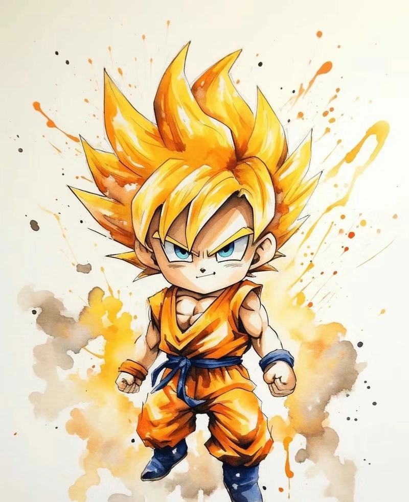 Mô hình Goku chibi phong cách minh họa đáng yêu 