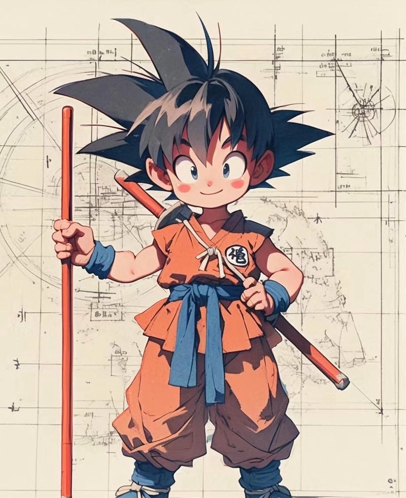 Goku chibi SSJ Blue nét vẽ ngầu phong cách vui nhộn 