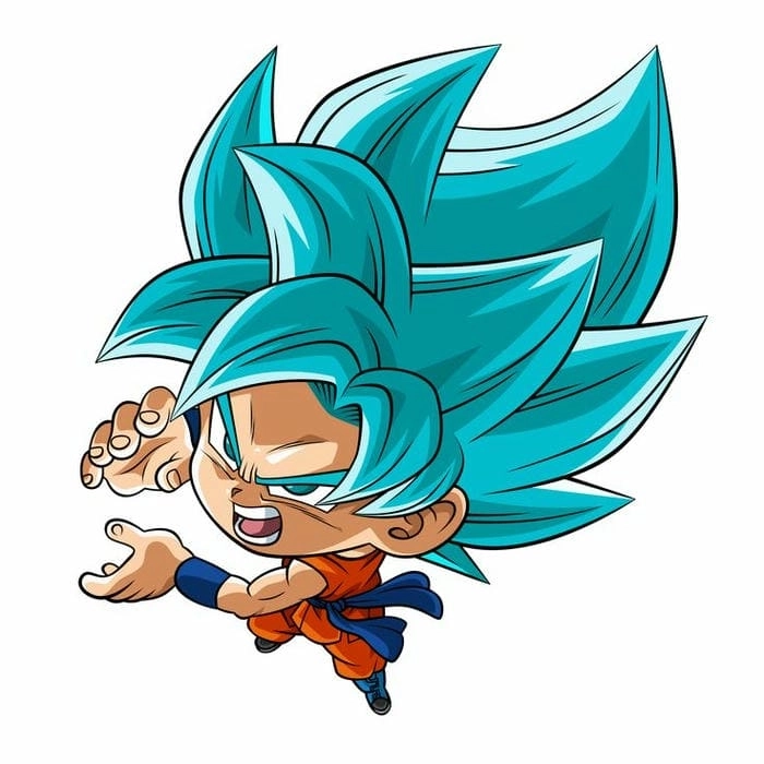 Blue Goku chibi phong cách SSJ Blue mạnh mẽ dễ thương 