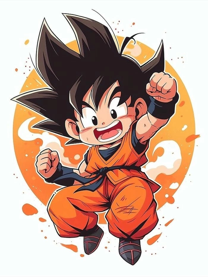 Ảnh Goku chibi nét vẽ ngộ nghĩnh phong cách vui nhộn 