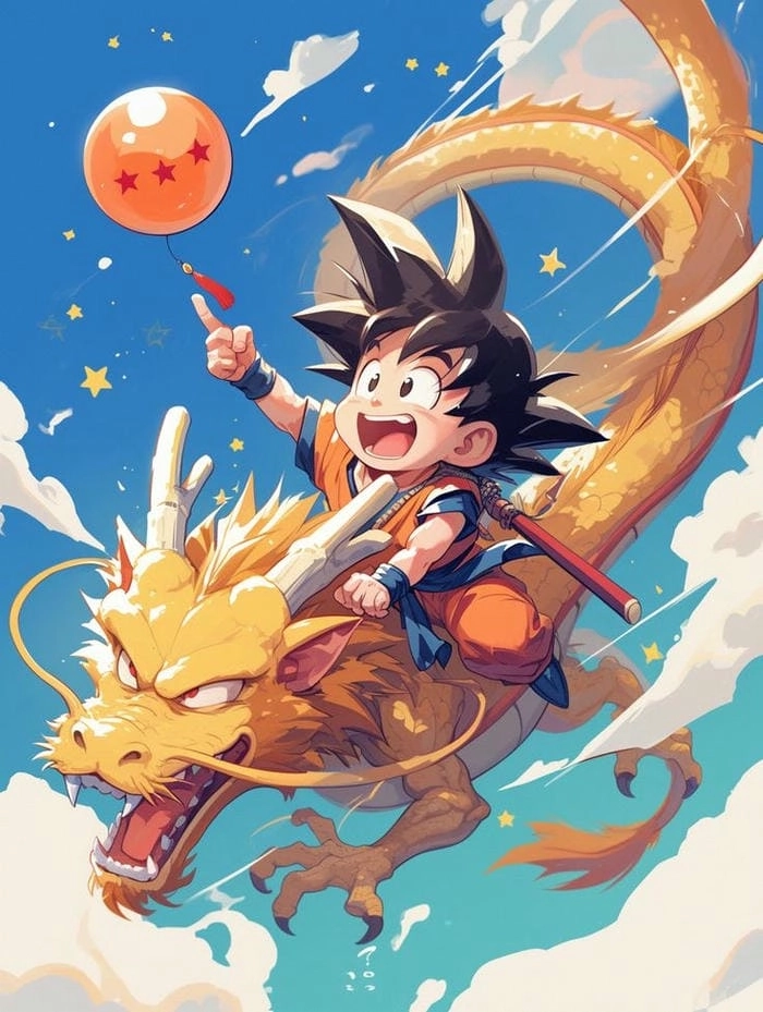 Hình Goku chibi nét vẽ vui nhộn phong cách dễ thương 