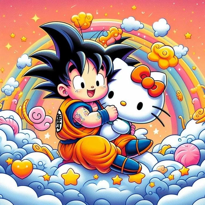Goku chibi Kamehameha phong cách chiến đấu vui nhộn 