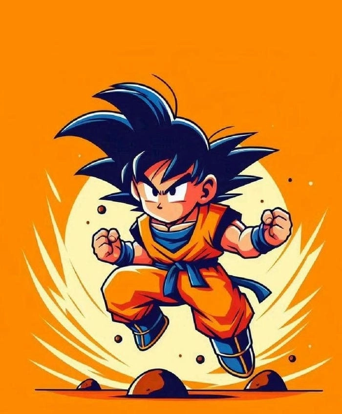 Goku chibi nét vẽ dễ thương phong cách vui nhộn 