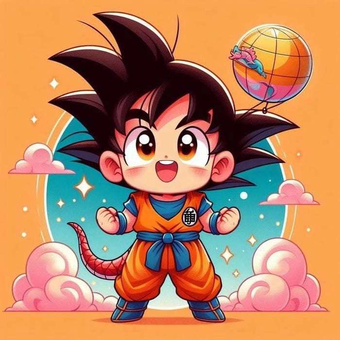 Goku chibi Blue phong cách SSJ Blue mạnh mẽ vui nhộn 