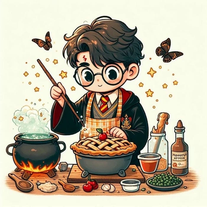 Hình ảnh Harry Potter chibi nét vẽ vui nhộn đáng yêu 