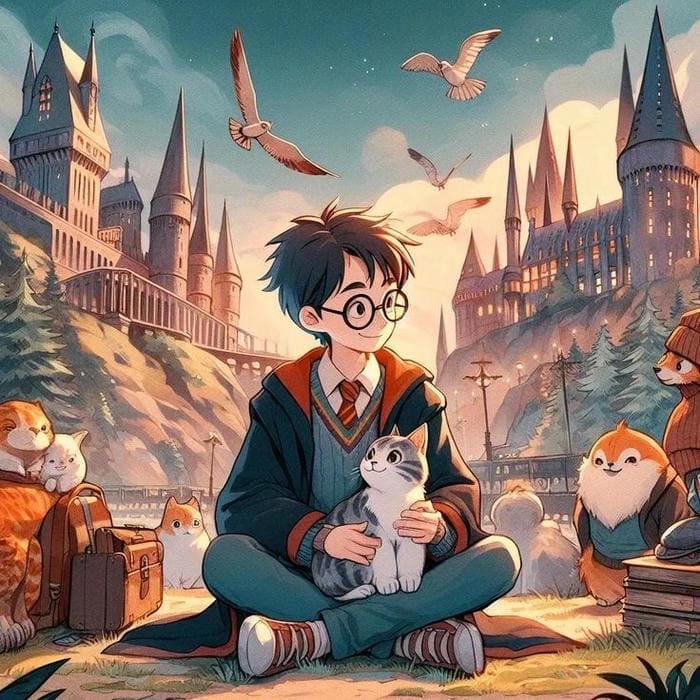 Ảnh Harry Potter chibi phong cách dễ thương vui nhộn 