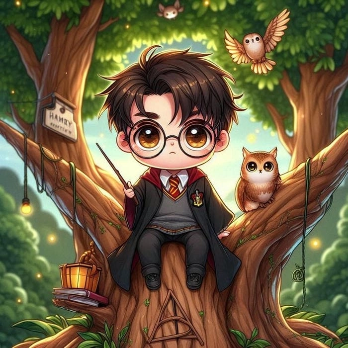 Chibi Harry Potter thần thái ngộ nghĩnh đáng yêu 