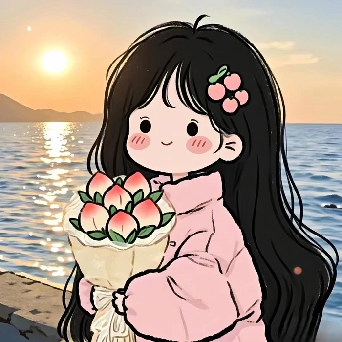 Avatar chibi nữ cute màu xanh dương phong cách tươi mát 