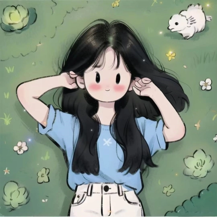 Hình ảnh chibi nữ cute màu xanh dương tươi mát dễ thương 