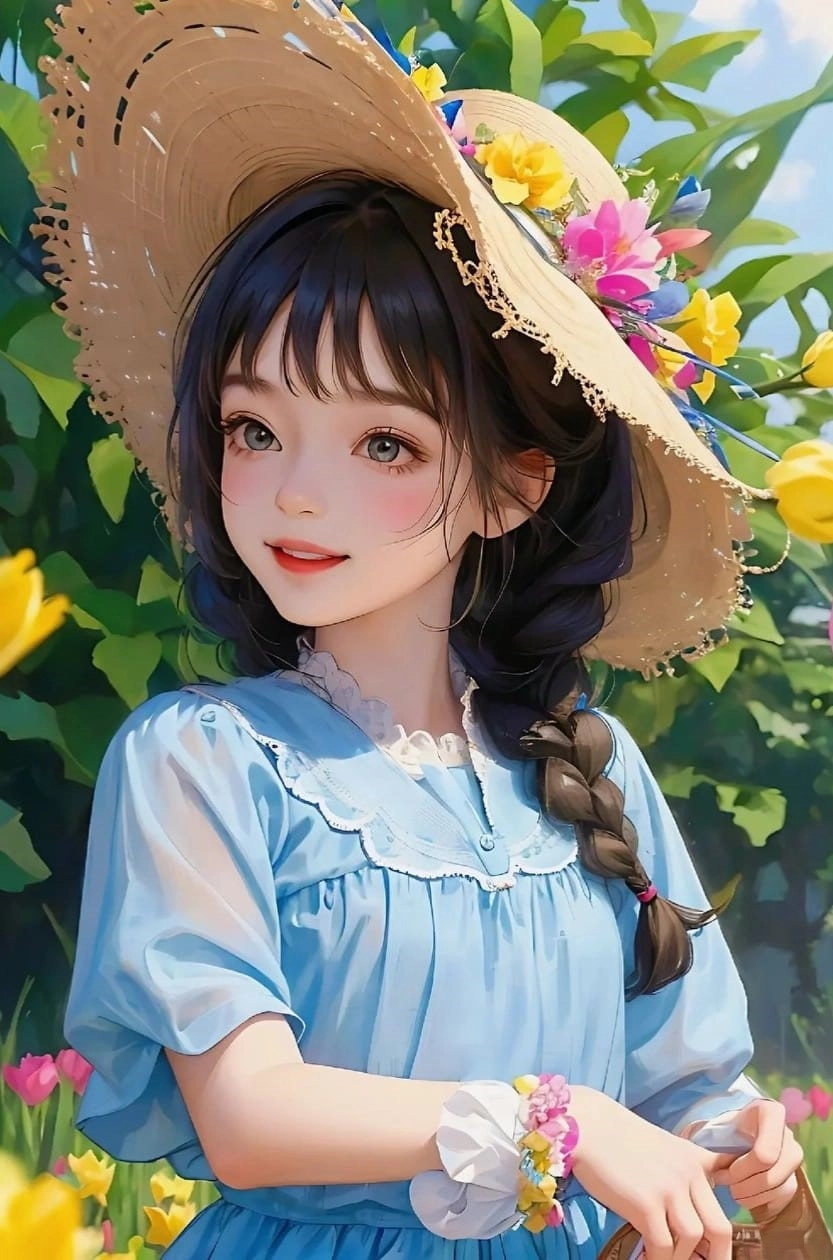 Avatar chibi nữ cute màu hồng phong cách ngọt ngào 