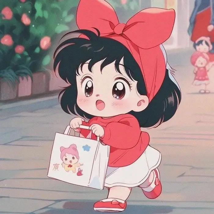 Avatar chibi nữ cute Tết phong cách truyền thống kawaii 