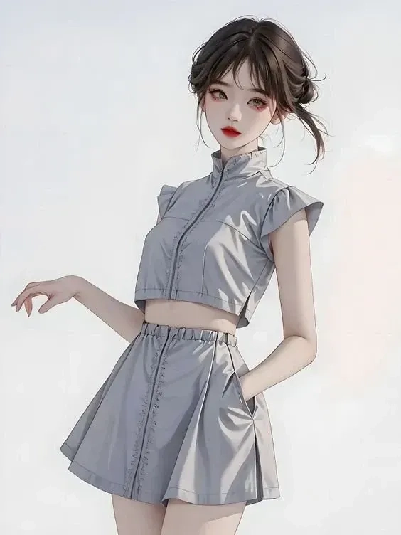 Nữ chibi thần thái dễ thương nét vẽ kawaii 