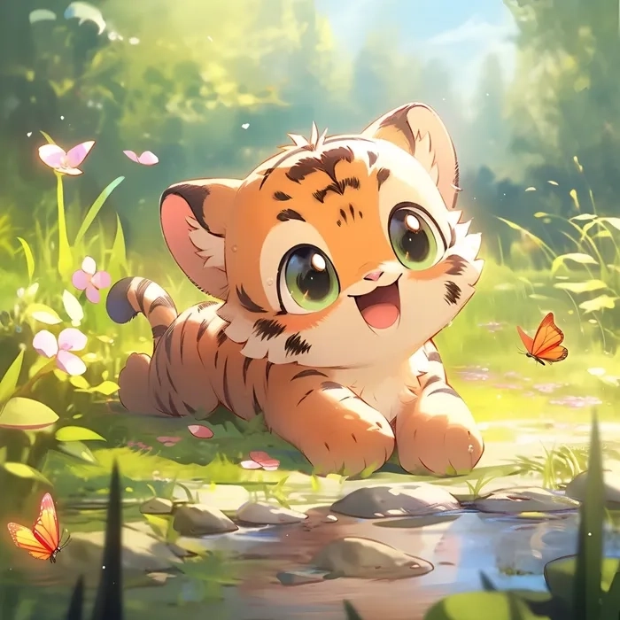 Ảnh hổ chibi cute phong cách vui nhộn đáng yêu 