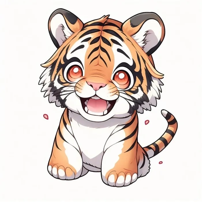 Con hổ chibi cute thần thái dễ thương vui nhộn 