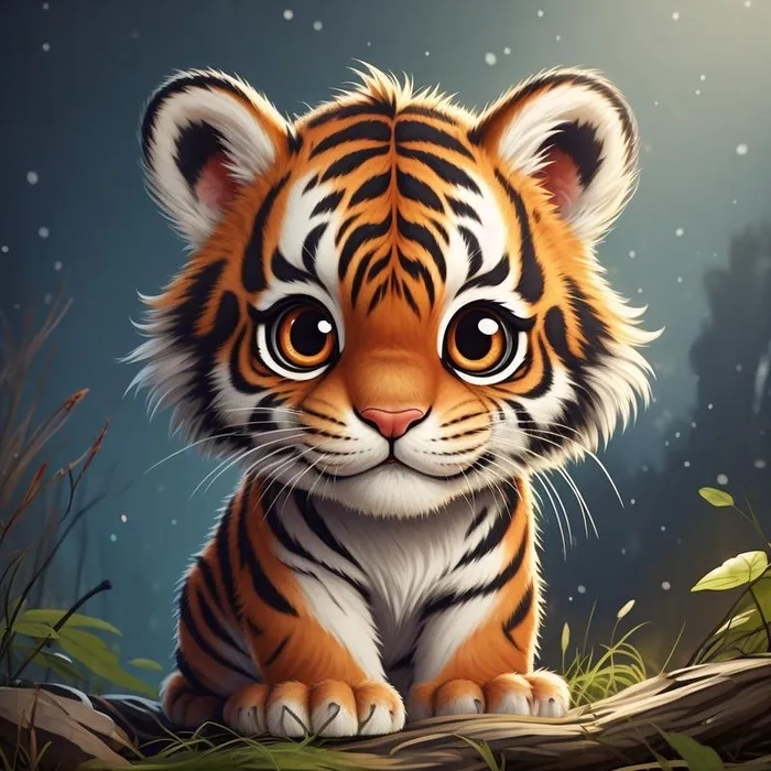 Tiger hổ chibi cute nét vẽ ngộ nghĩnh dễ thương 