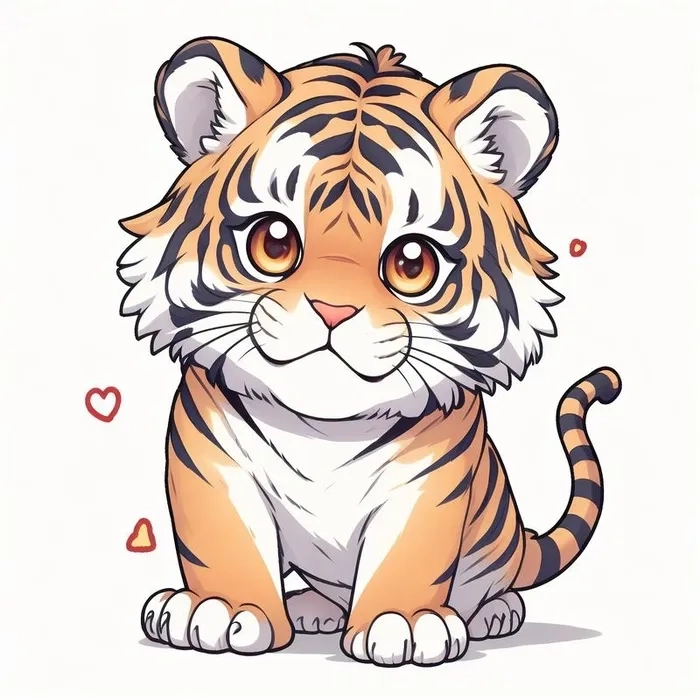 Hổ con dễ thương chibi phong cách ngộ nghĩnh 