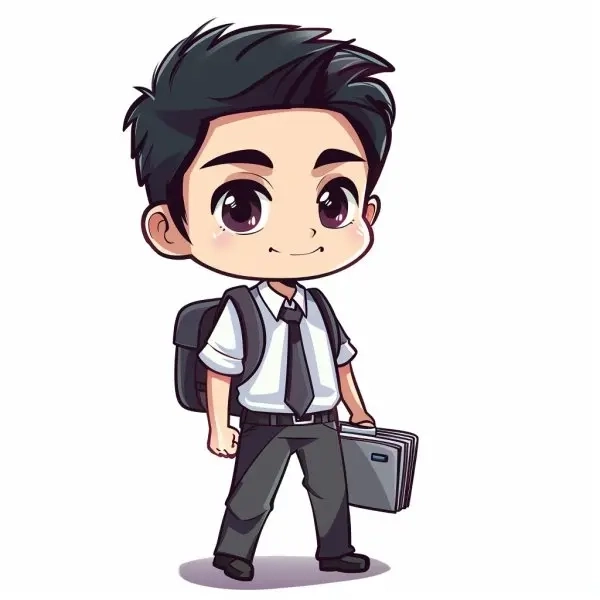 Chibi học sinh nam phong cách kawaii đáng yêu 