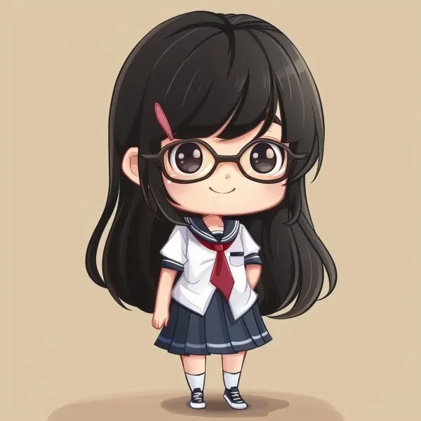 Chibi sinh viên nét vẽ ngộ nghĩnh kawaii 