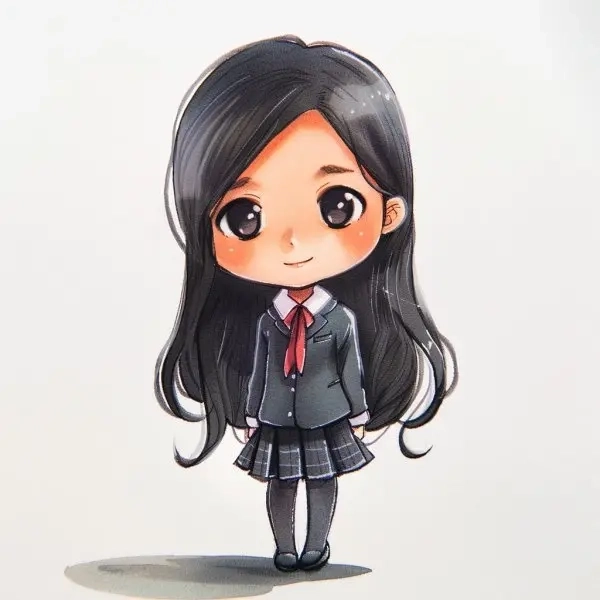 Chibi đọc sách phong cách kawaii dễ thương 