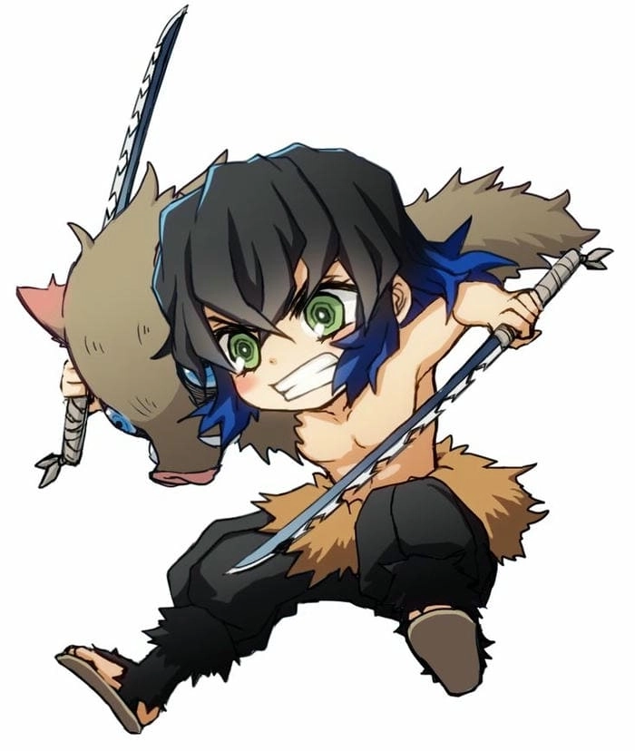 Inosuke x Aoi chibi phong cách tình cảm đáng yêu 